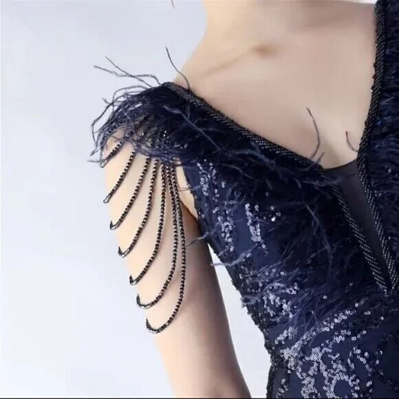 hina backless mini dress with beaded trims Beaded Backless Sequin Semi-Formal Dress main image 1